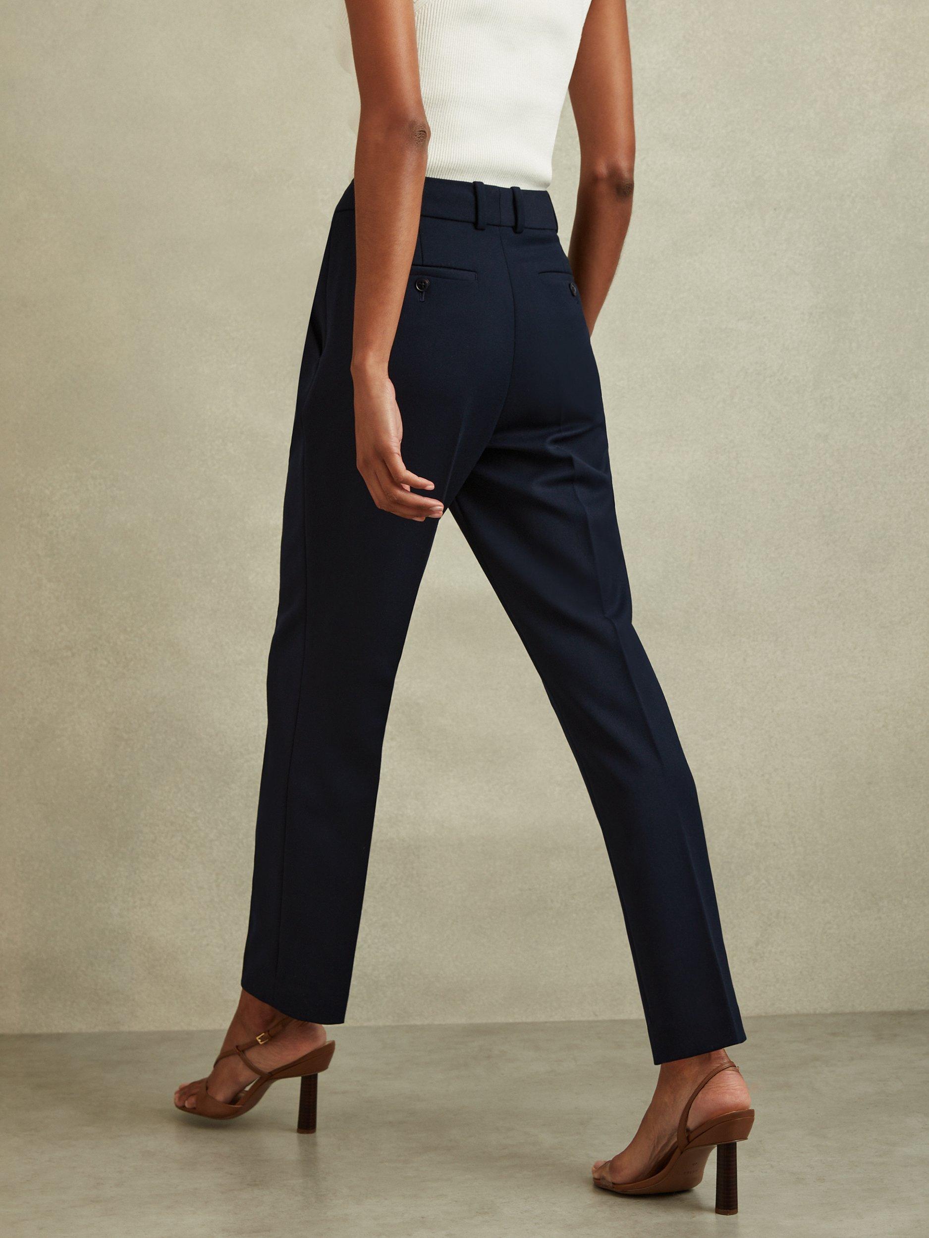 Product image 2 of 5, which shows Reiss Petite Gabi Slim Fit Suit Trousers, Navy, 6