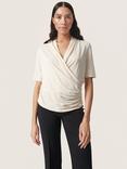 Soaked In Luxury Columbine Short Sleeve Wrap Blouse, Sandshell