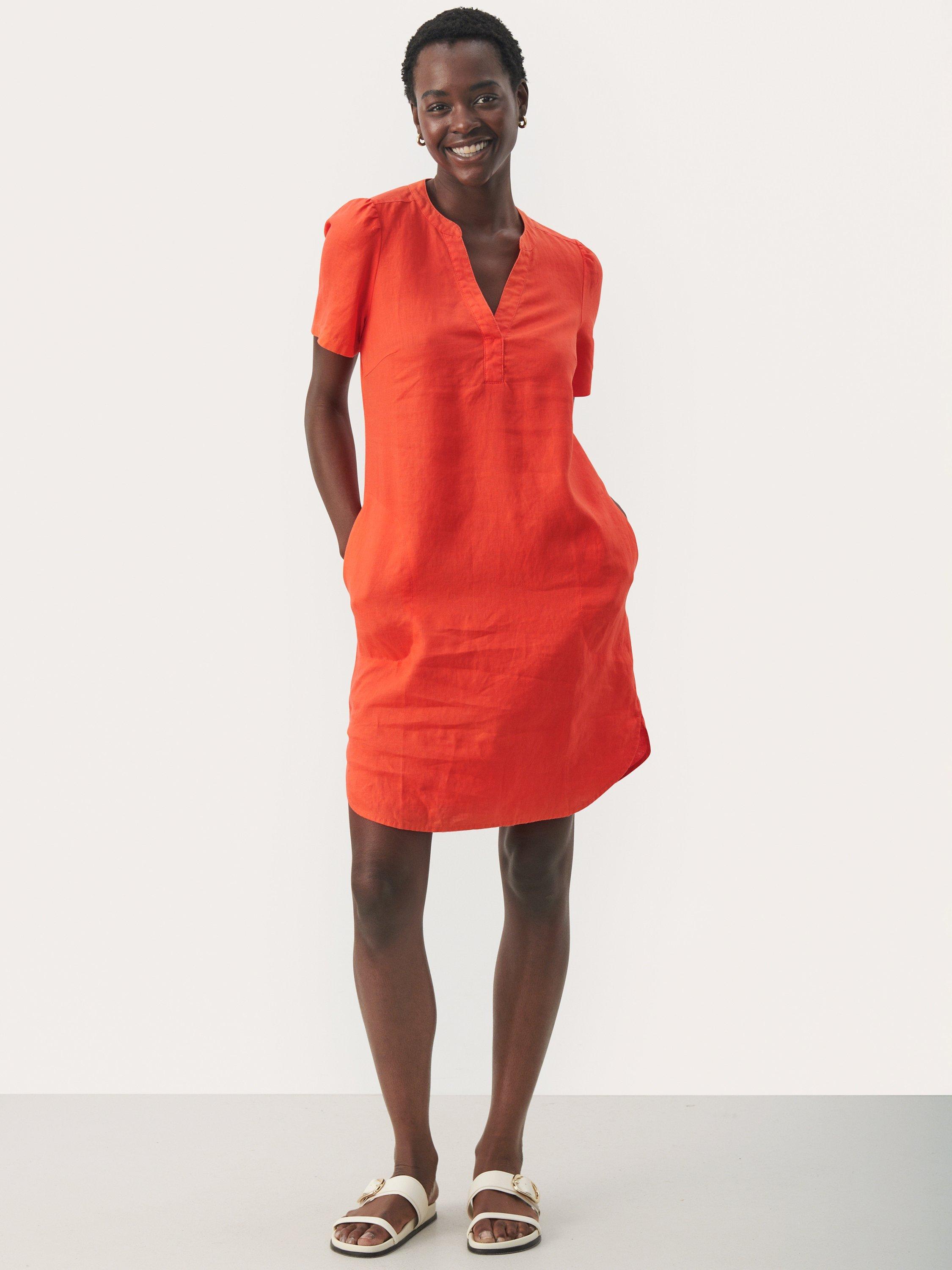 Part Two Aminase Short Sleeve Dress, Mandarin Red
