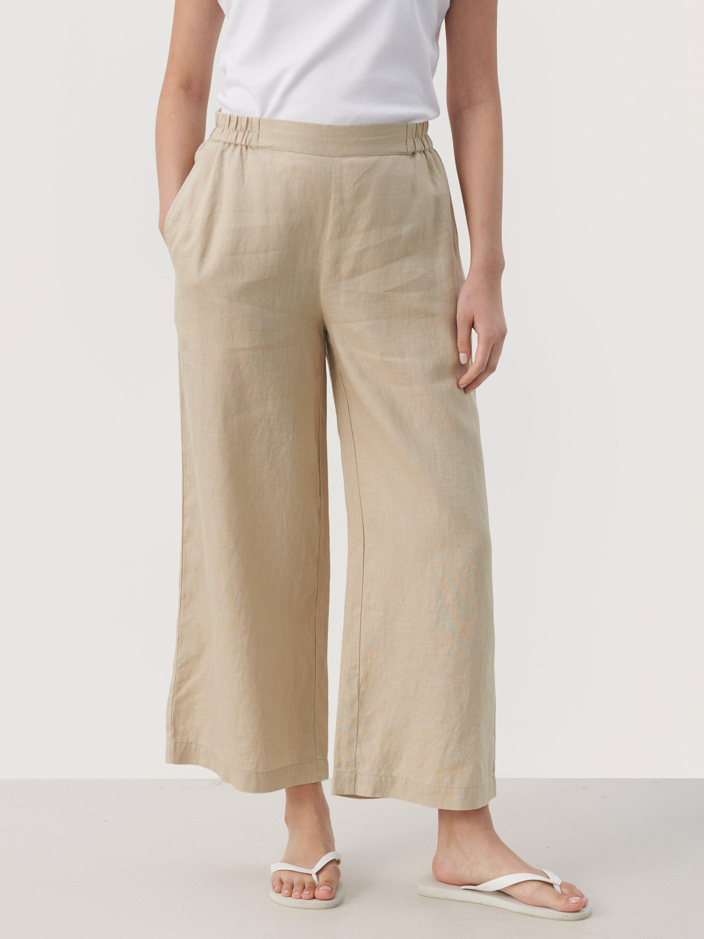 Part Two Petrines Linen Wide Leg Cropped Trousers, White Pepper