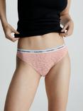 Calvin Klein Modern Logo Textured Cotton Thong, Pink