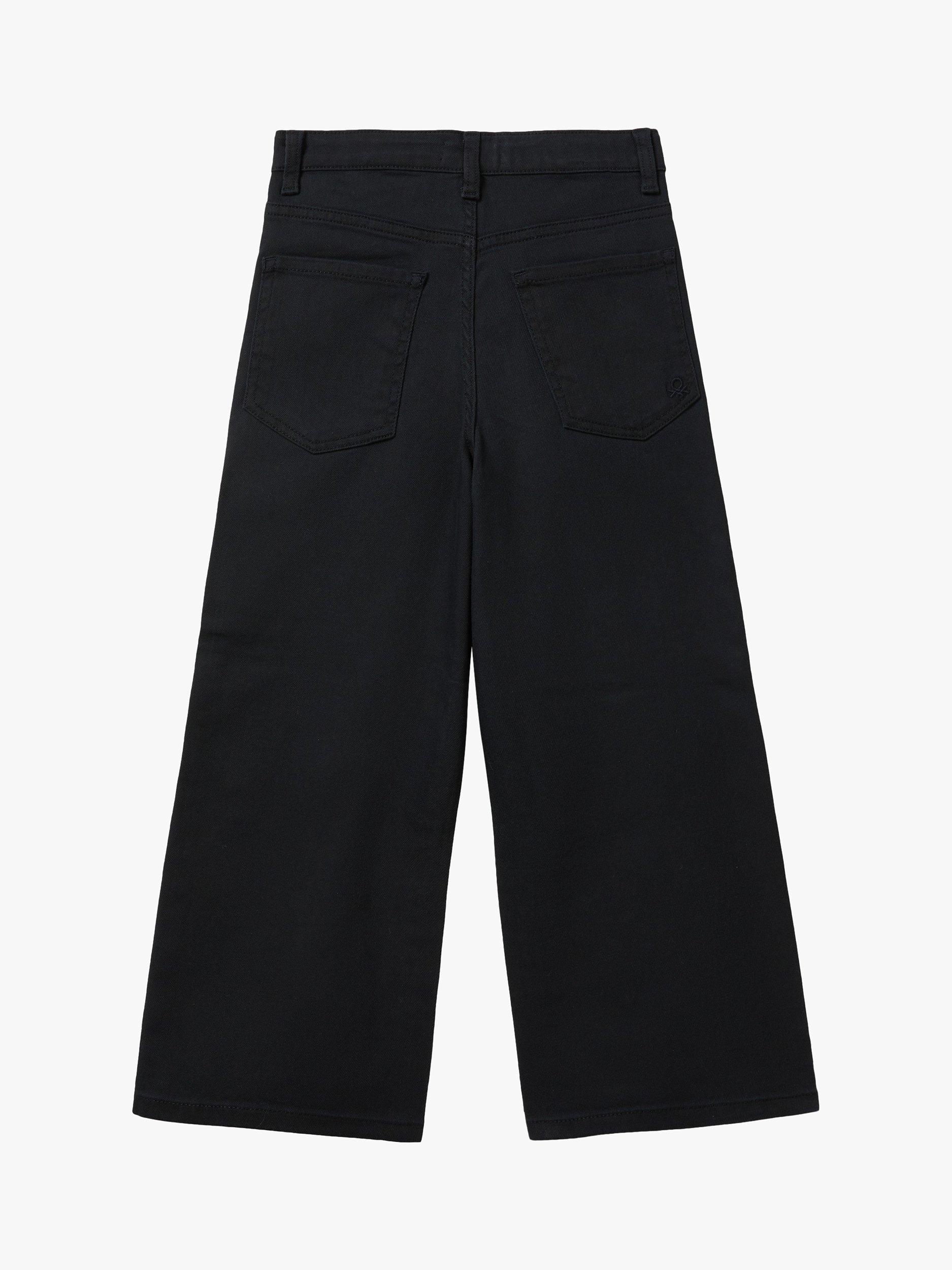 Product image 2 of 3, which shows Benetton Kids' High Waist Wide Fit Trousers, Black, 8-9 years