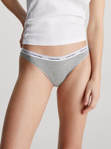Calvin Klein Modern Logo Cotton Thong, Grey
