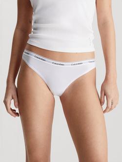 Calvin Klein Modern Logo Cotton Thong, Pack of 3 - view 2, Black/White/Grey
