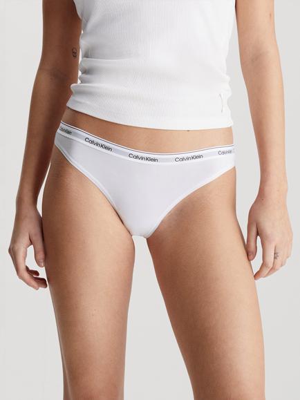 Calvin Klein Modern Logo Cotton Thong, Pack of 3 - view 2, Black/White/Grey