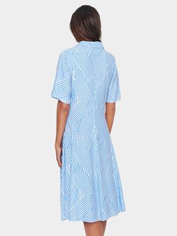 Saint Tropez Elyse Abstract Print Midi Shirt Dress, Blue/White - view 2, Milky B. Braided