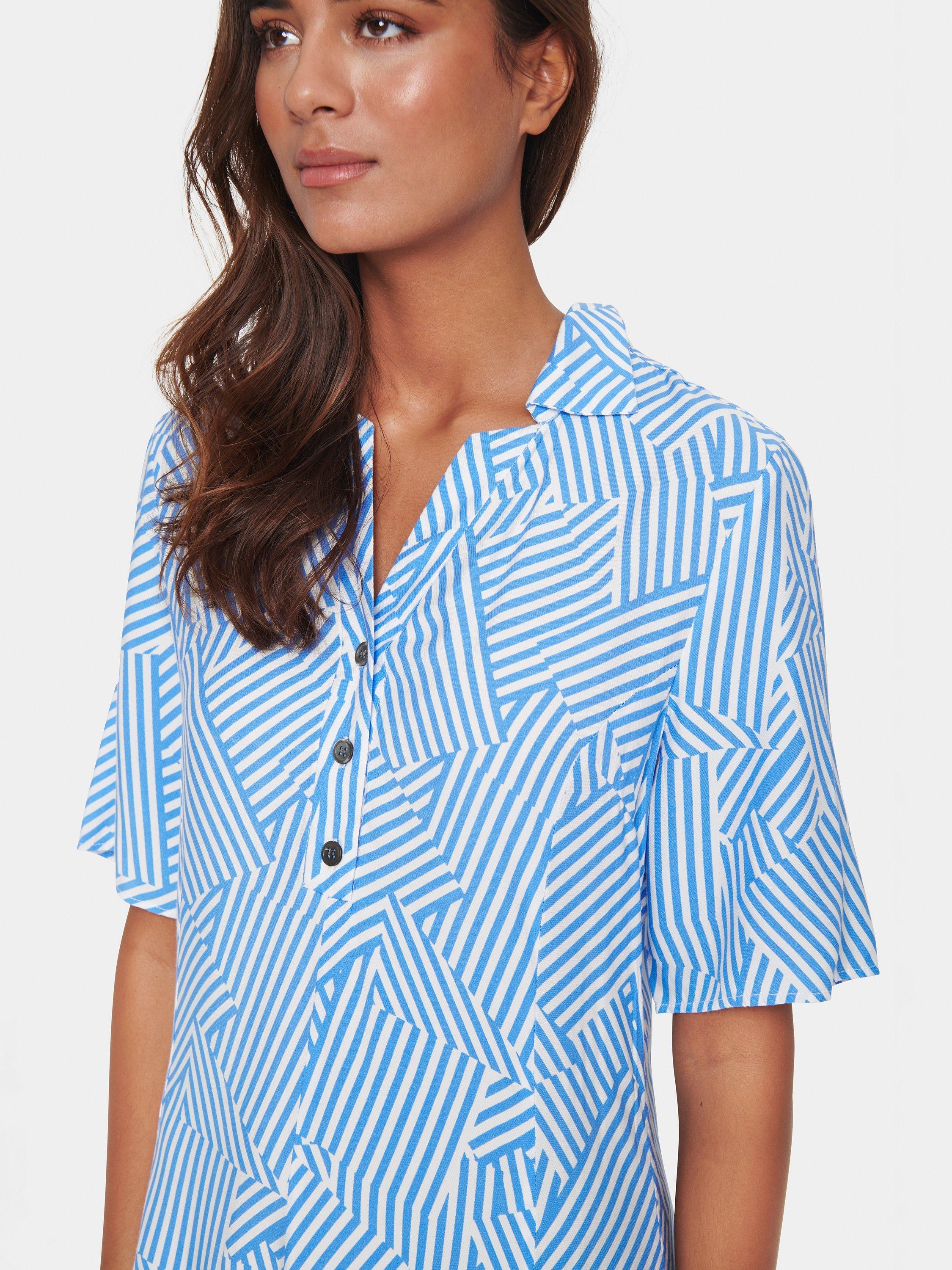 Product image 3 of 6, which shows Saint Tropez Elyse Abstract Print Midi Shirt Dress, Blue/White, XS