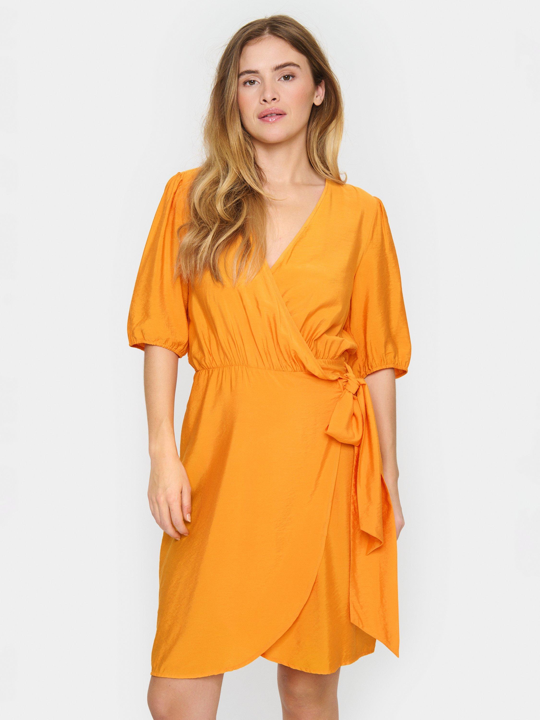 Saint Tropez Eleanor Short Sleeve Wrap Dress Apricot