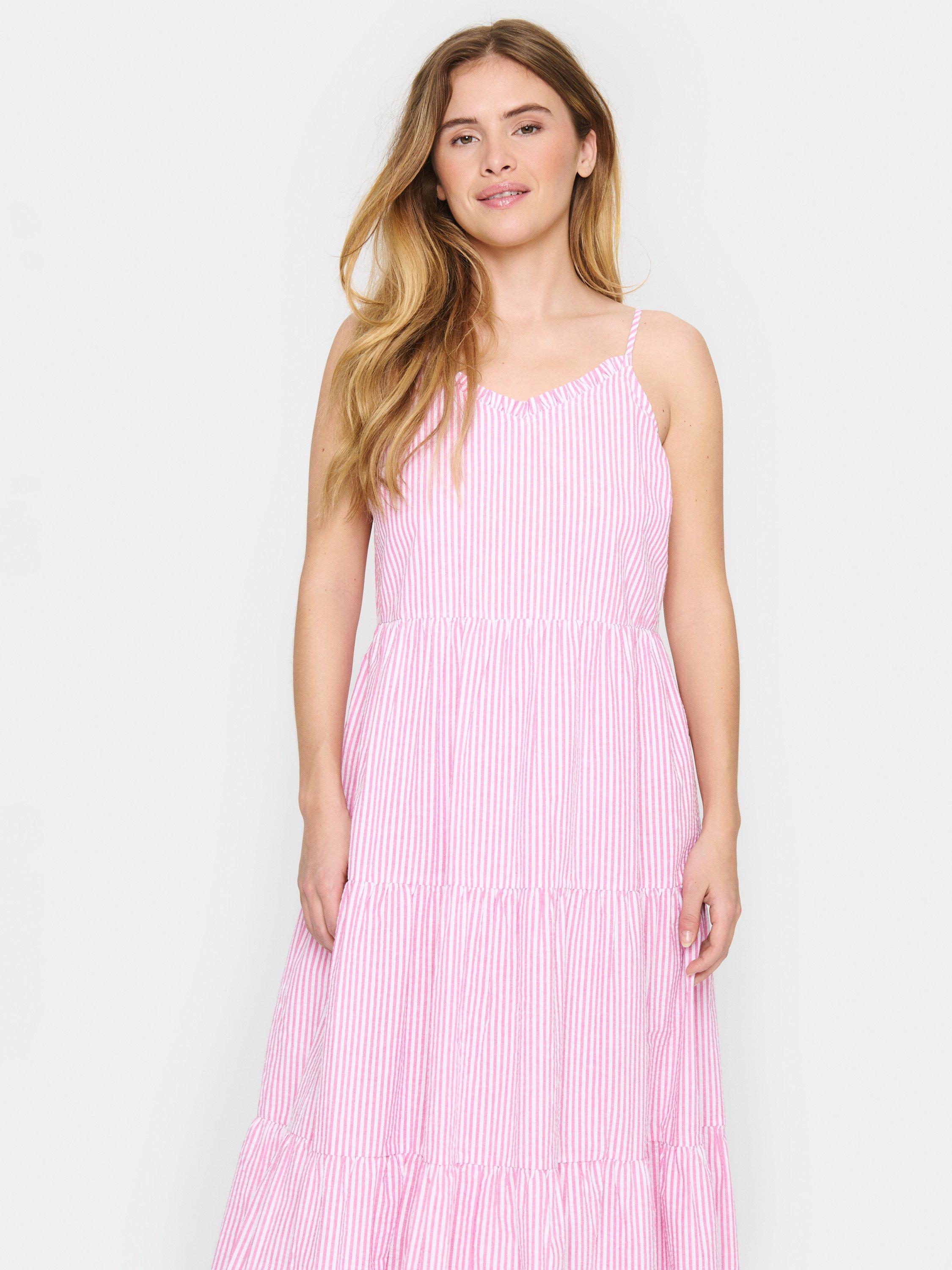 Product image 1 of 5, which shows Saint Tropez Elmiko Spaghetti Strap Midi Dress, Pink Cosmos, XXL