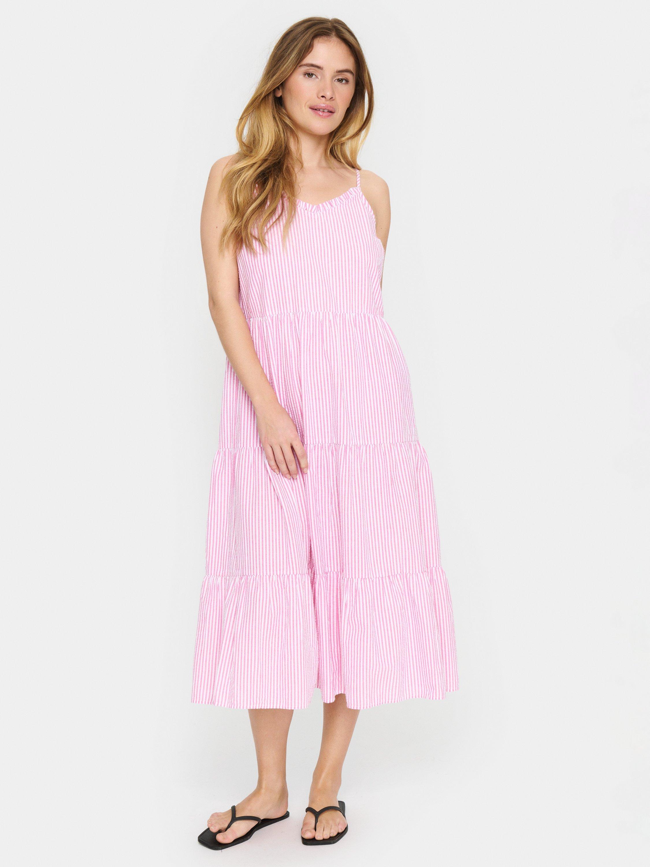 Saint Tropez Elmiko Spaghetti Strap Midi Dress, Pink Cosmos, XS