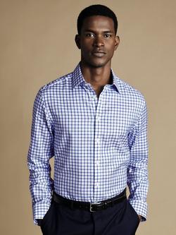 Charles Tyrwhitt Cotton Non-Iron Grid Check Shirt, Blue, Blue
