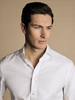 Charles Tyrwhitt Cotton Herringbone Weave Non-Iron Shirt - view 2, White