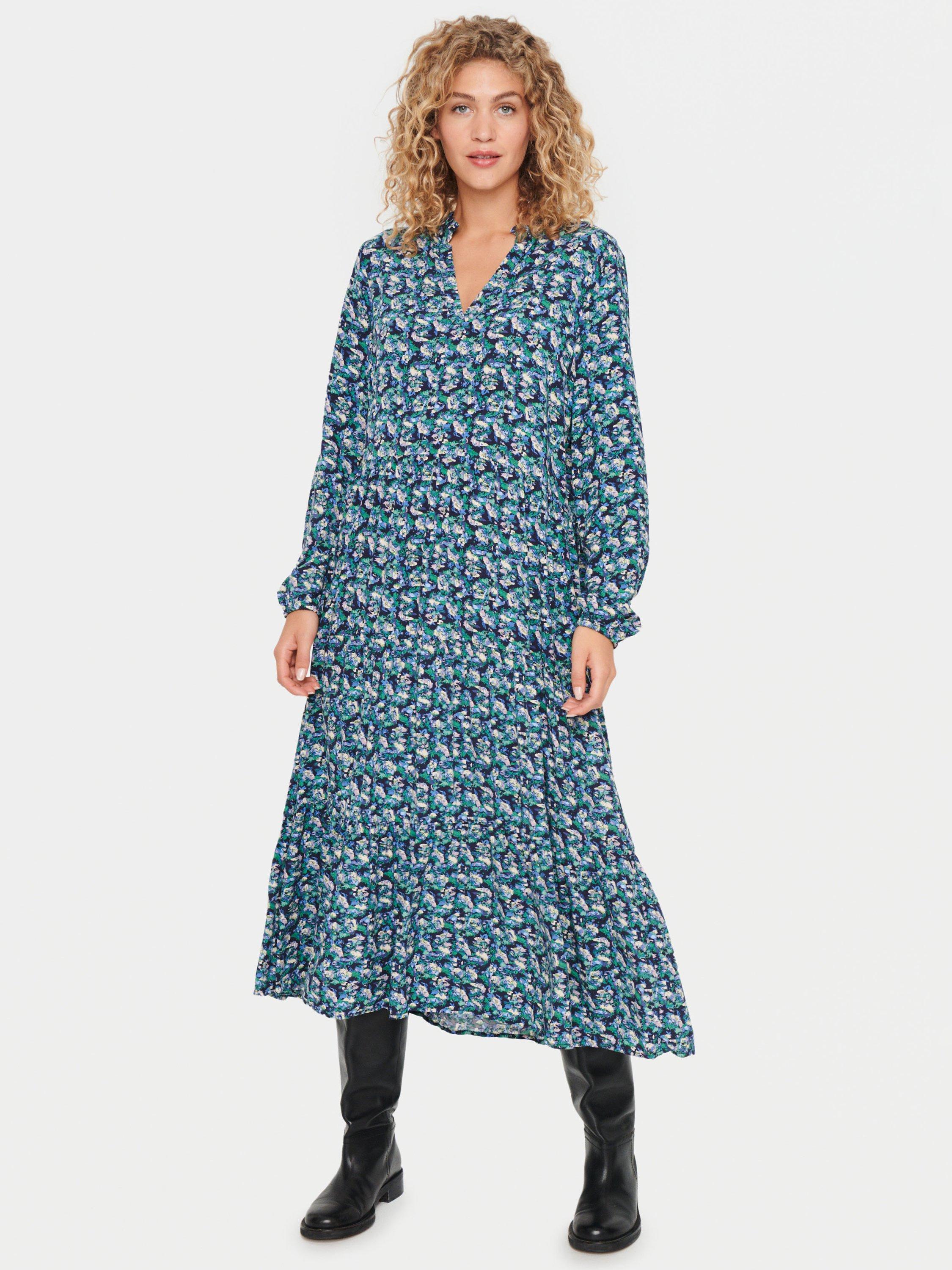 Saint Tropez Eda Flower Art Print Maxi Dress, Night Sky