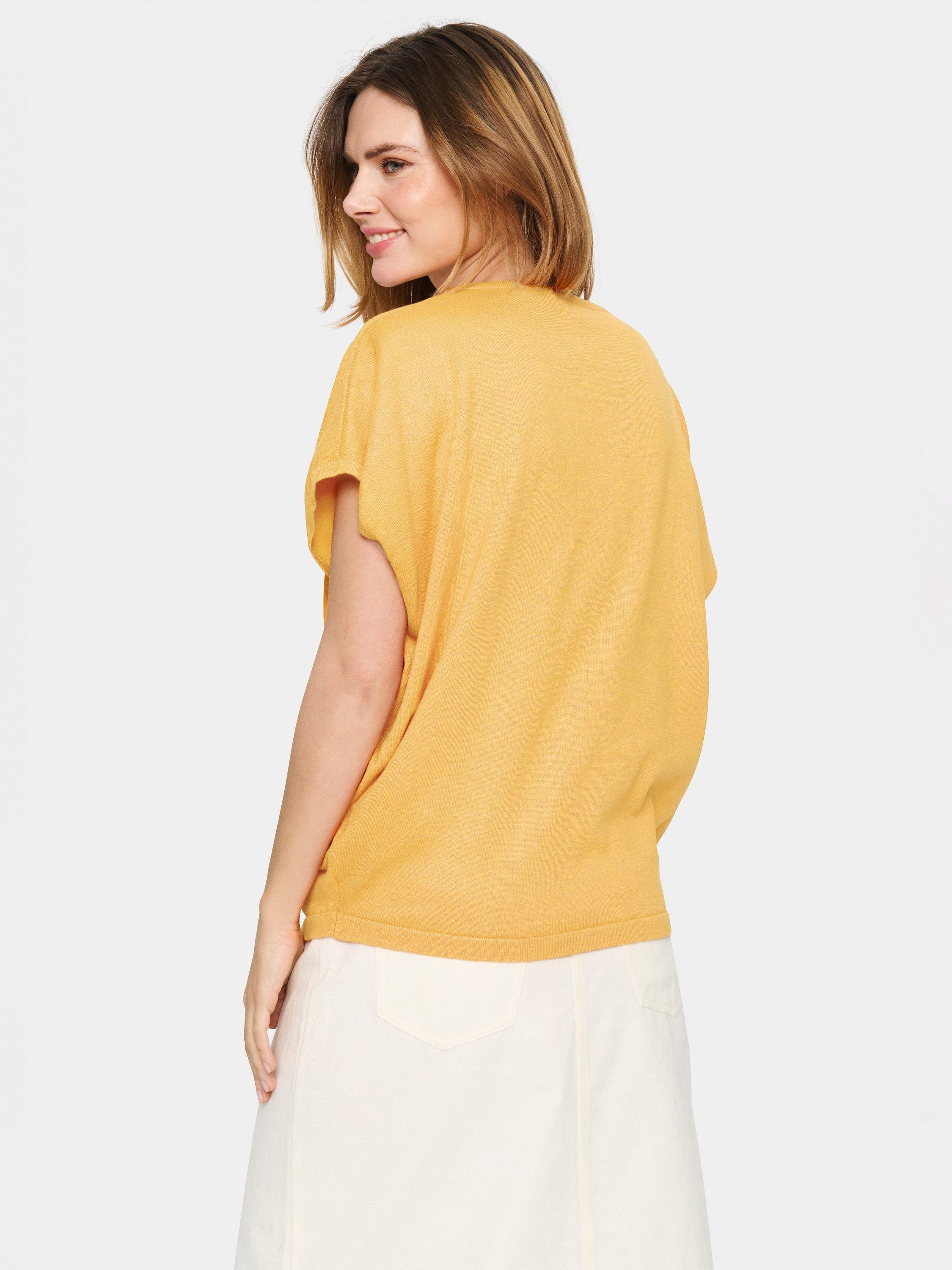 Product image 2 of 6, which shows Saint Tropez Mila Short Sleeve Round Neck Top, Yellow, M