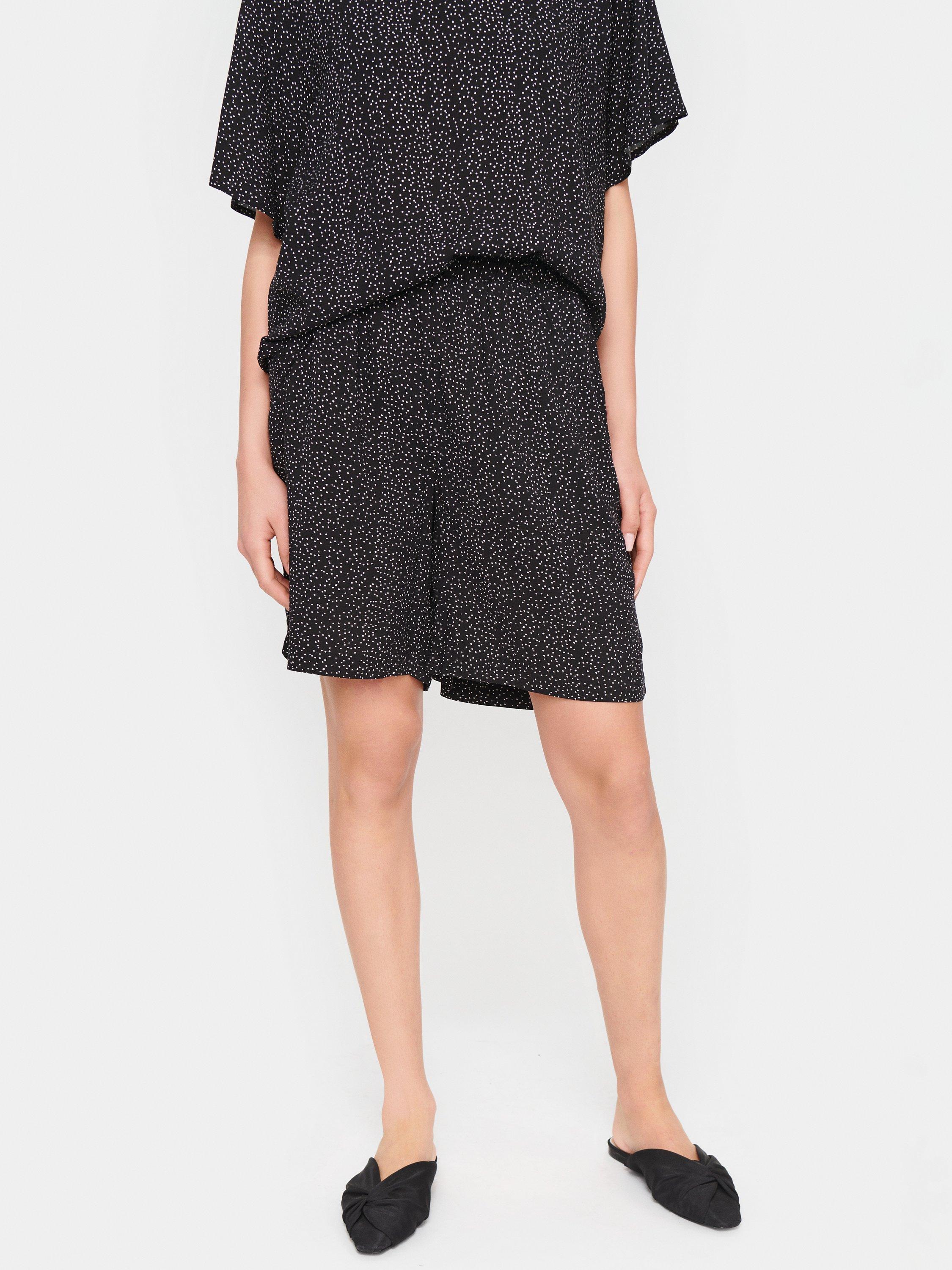 Saint Tropez Edua Wide Leg High Waist Shorts, Black Mini Dot