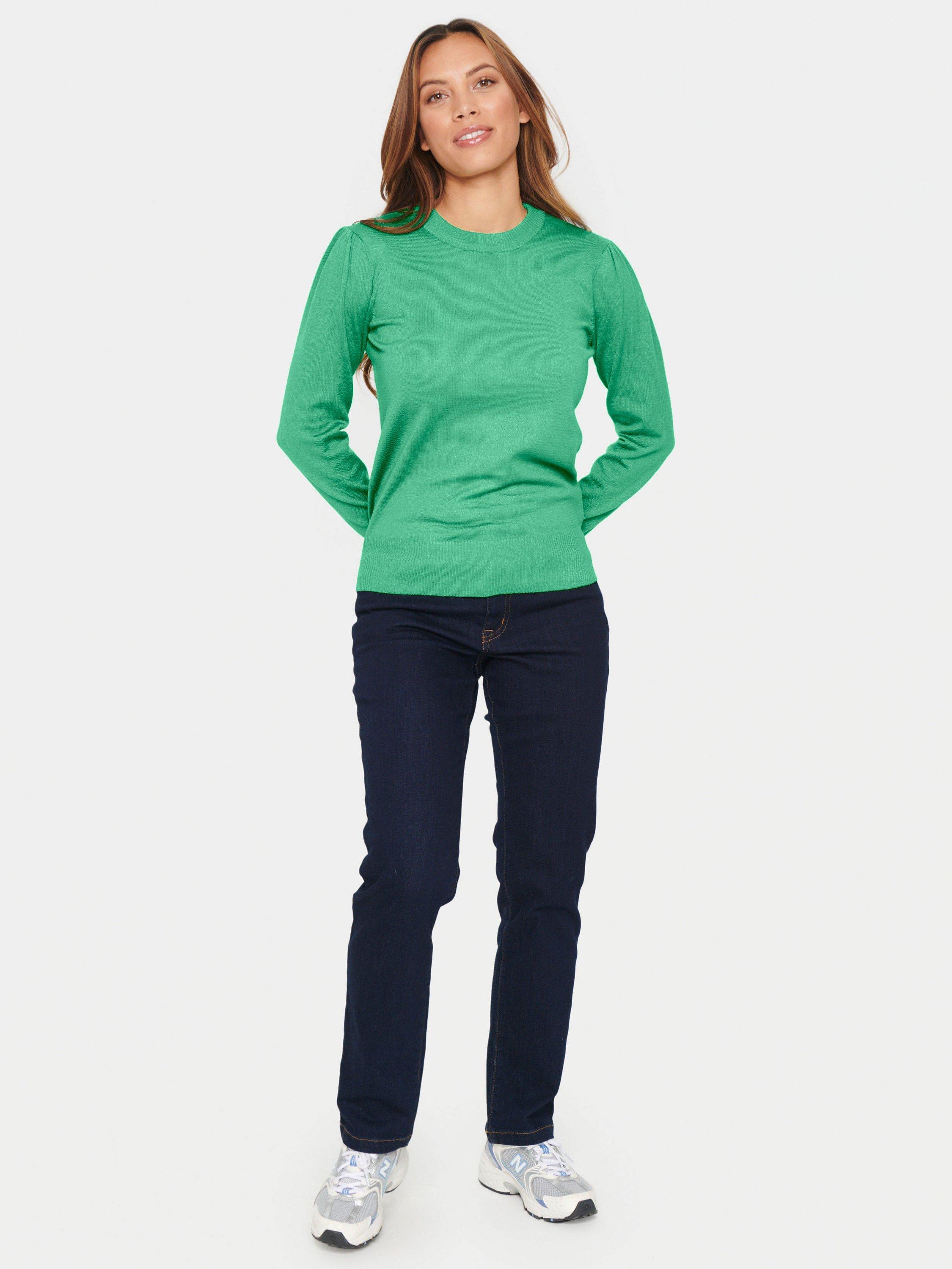 Saint Tropez Mila Long Sleeve Crew Neck Pullover Jumper, Gumdrop Green, XS