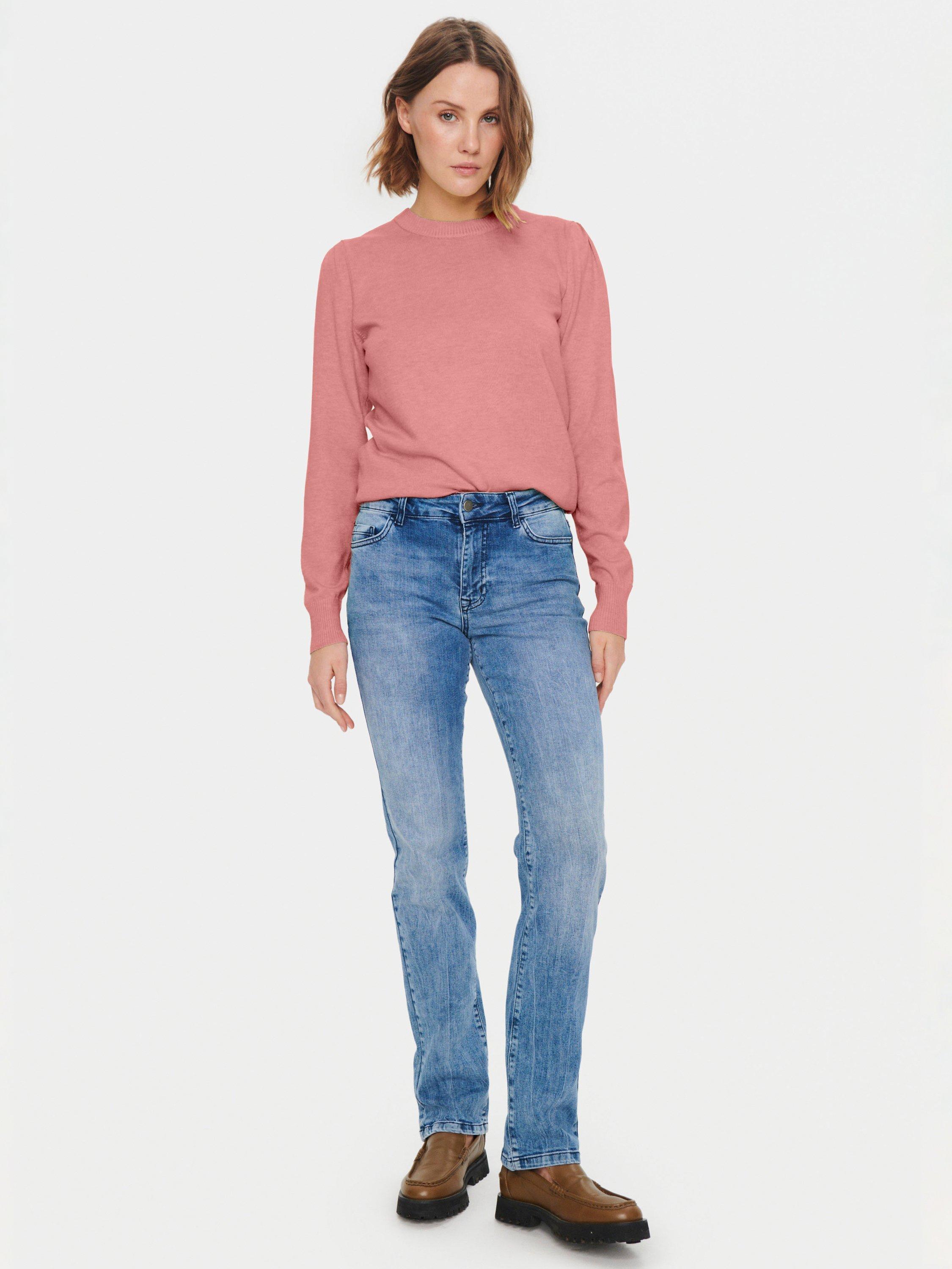 Product image 3 of 6, which shows Saint Tropez Mila Long Sleeve Crew Neck Pullover Jumper, Brandied Apricot, S