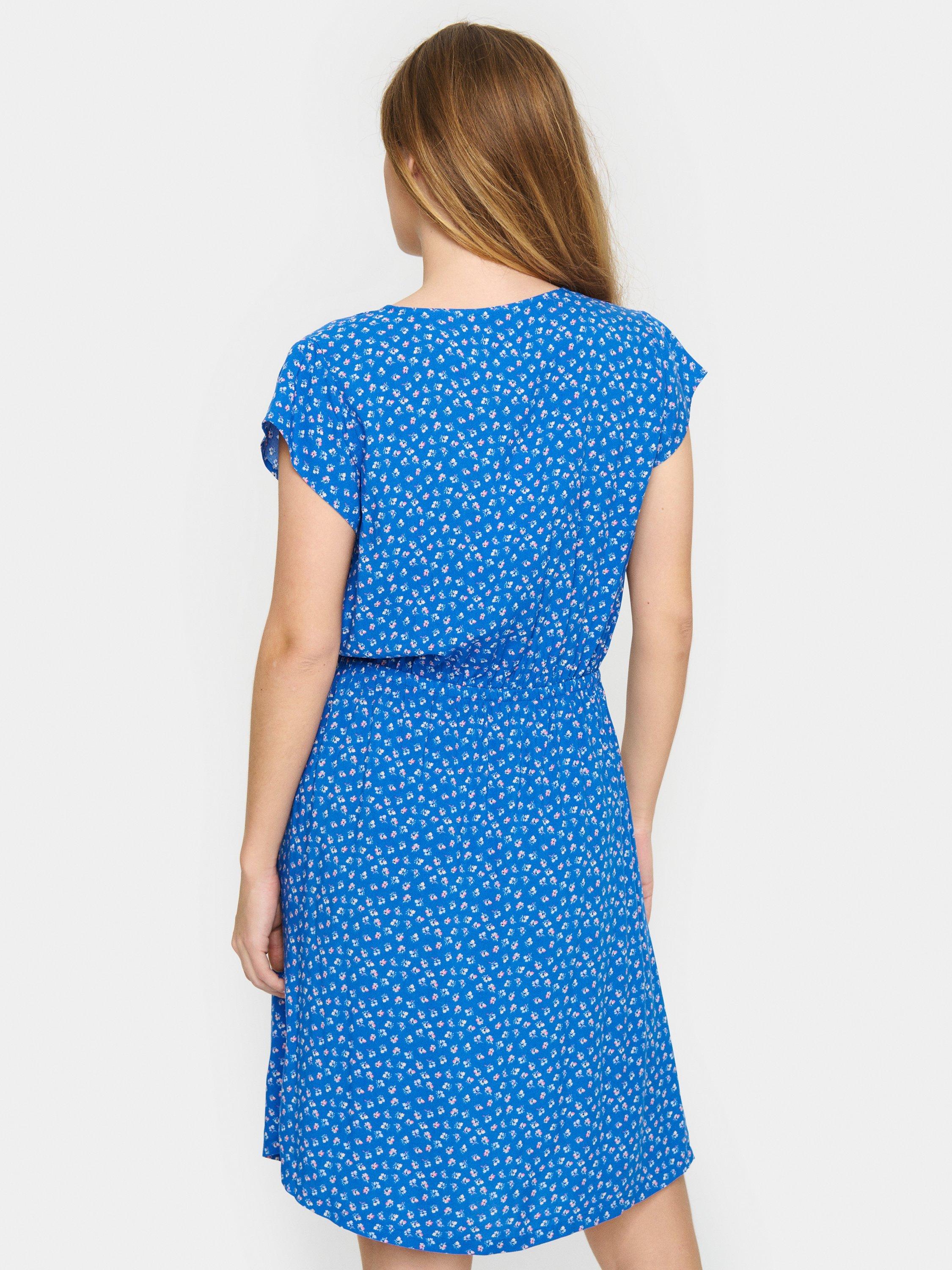 Product image 2 of 6, which shows Saint Tropez Edua Ditsy Floral Print Knee Length Dress, Blue/Multi, XS