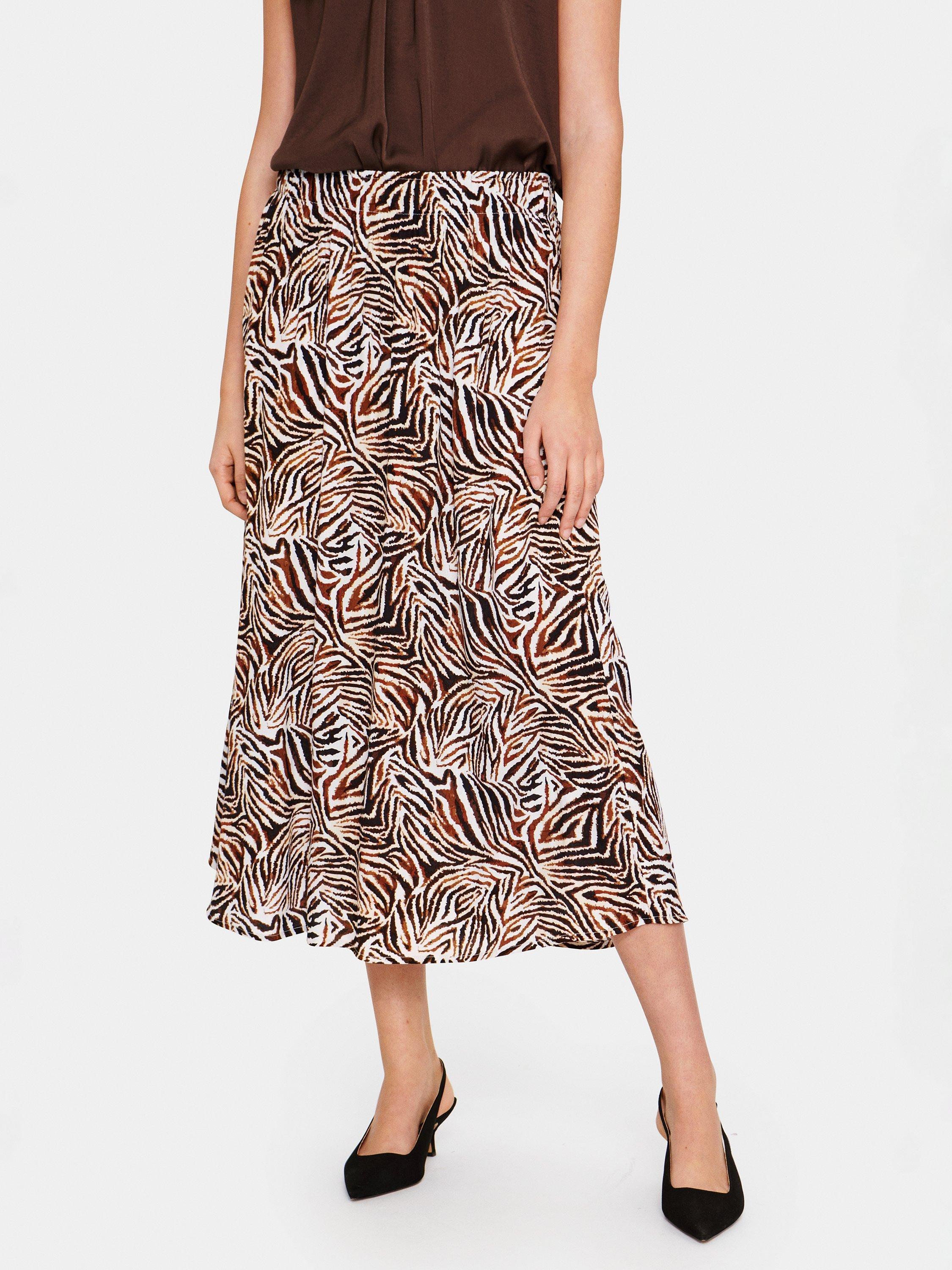 Saint Tropez Tessa Zebra Print Midi Skirt, Hot Fudge/Multi