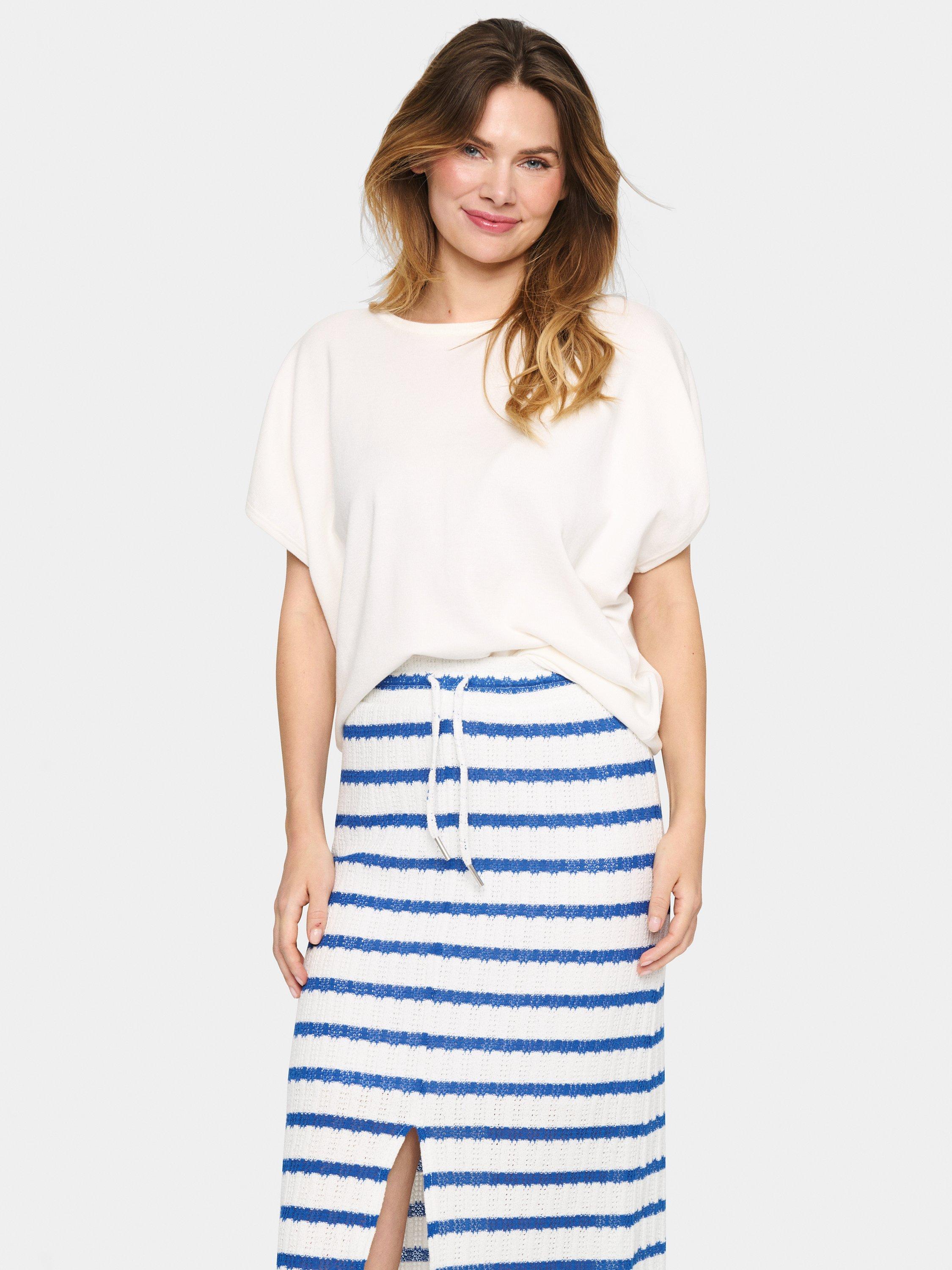 Product image 1 of 5, which shows Saint Tropez Mila Short Sleeve Round Neck Top, Ice, XS