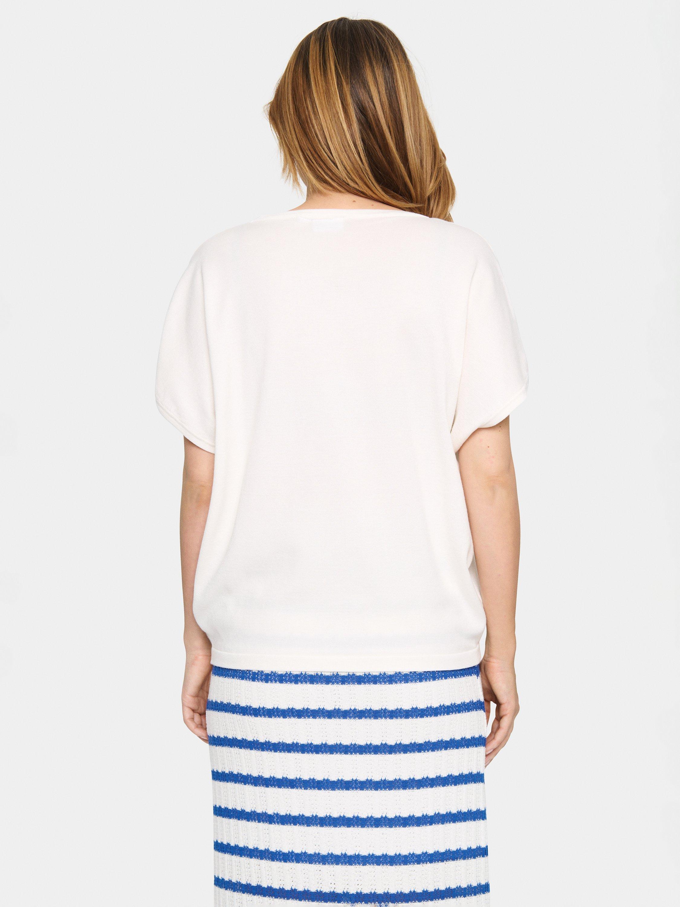 Product image 2 of 5, which shows Saint Tropez Mila Short Sleeve Round Neck Top, Ice, XS