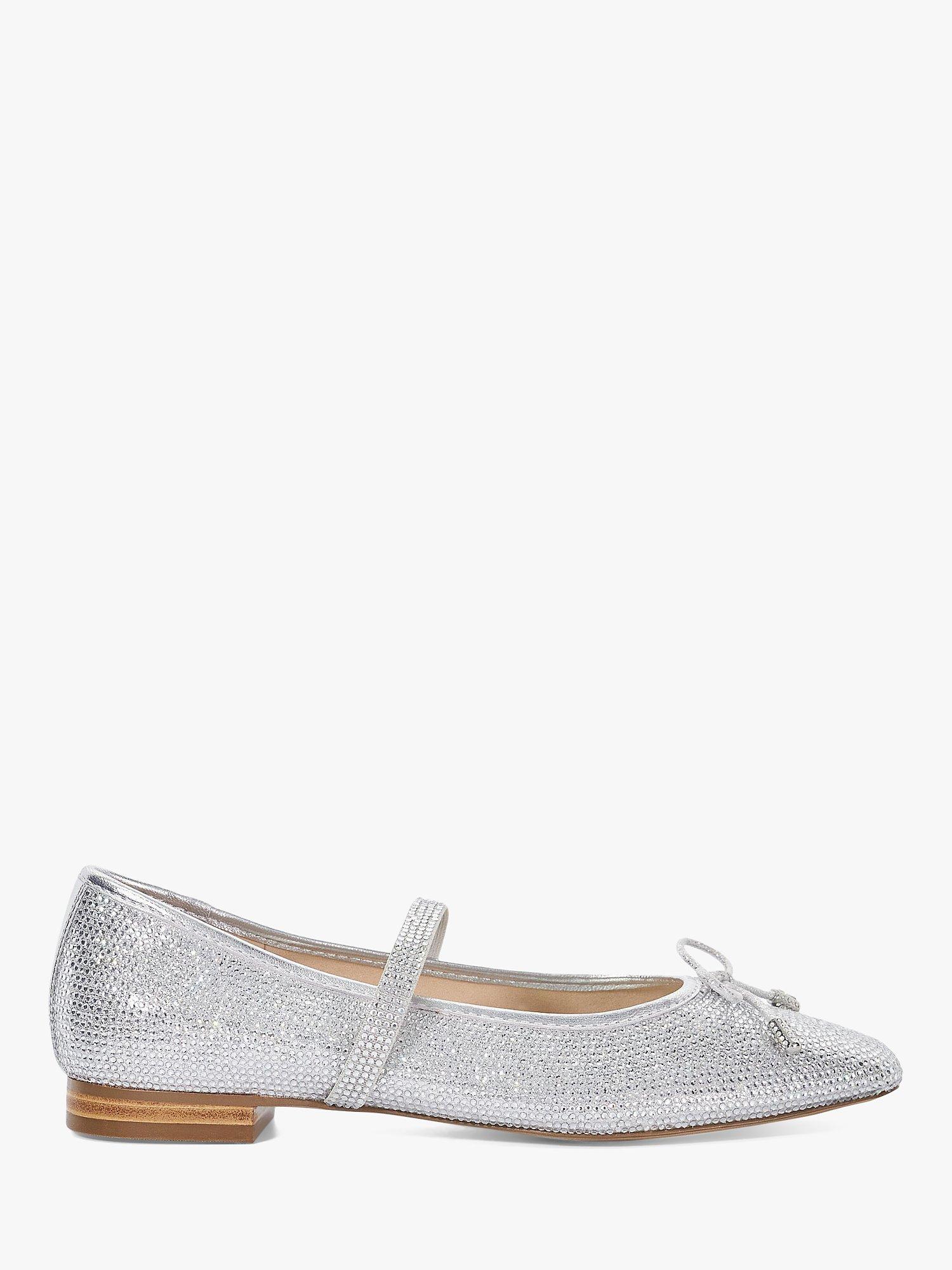 Product image 1 of 6, which shows Dune Holly Embellished Mary Jane Shoes, Silver, 3