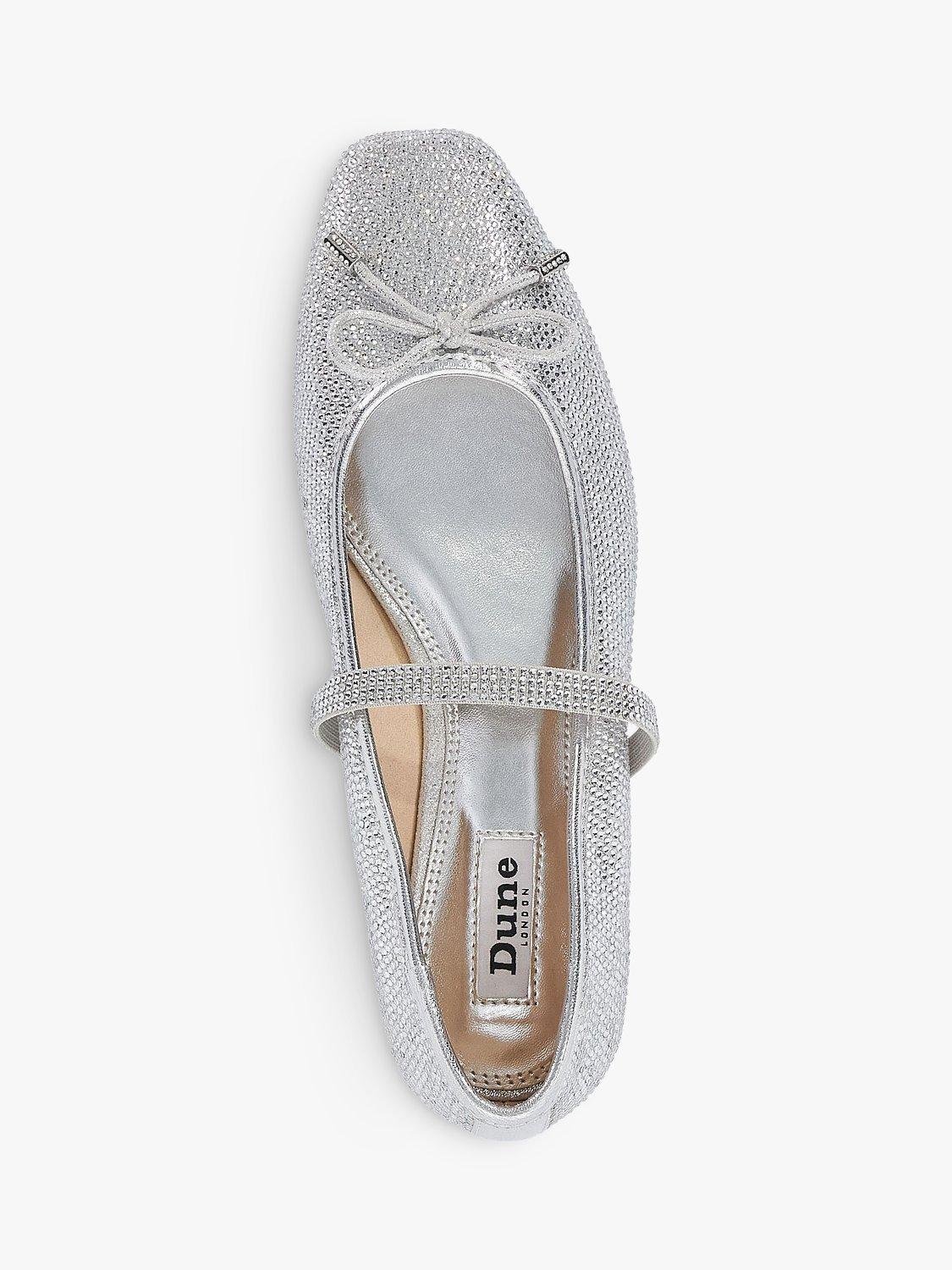 Product image 2 of 6, which shows Dune Holly Embellished Mary Jane Shoes, Silver, 3