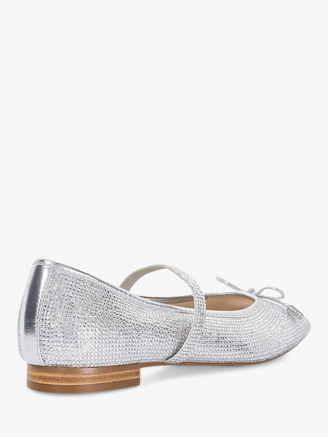 Product image 4 of 6, which shows Dune Holly Embellished Mary Jane Shoes, Silver, 3