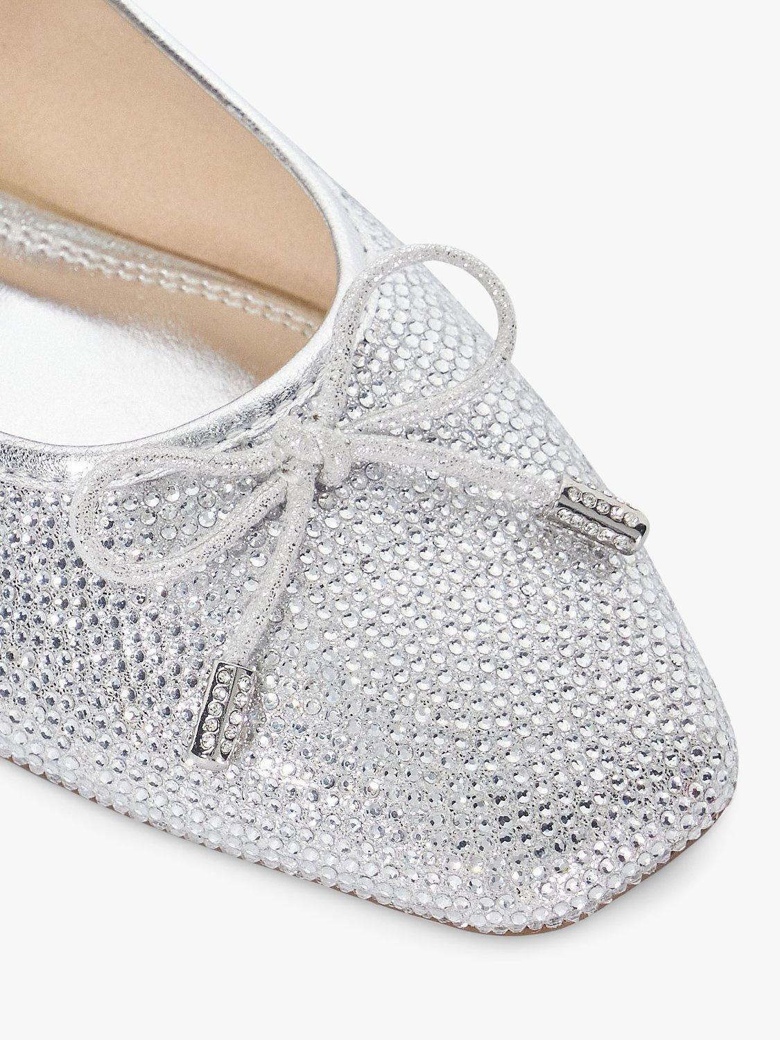 Product image 5 of 6, which shows Dune Holly Embellished Mary Jane Shoes, Silver, 3