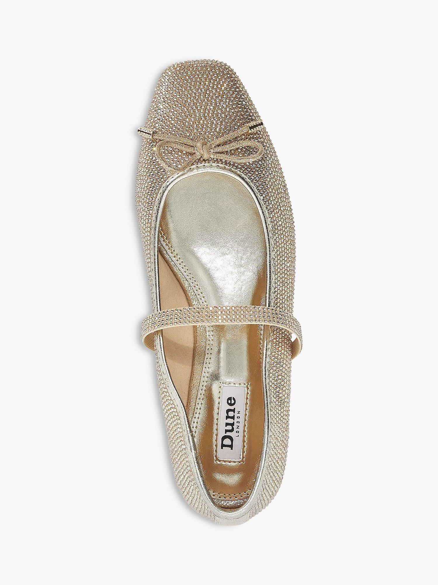 Product image 2 of 6, which shows Dune Holly Embellished Mary Jane Shoes, Gold, 3