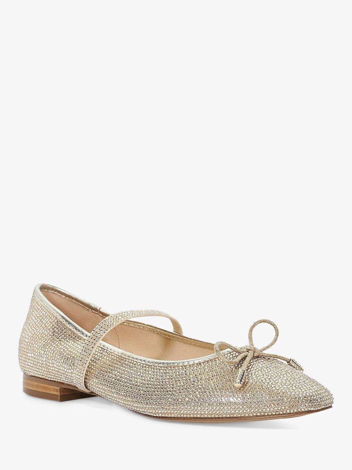 Product image 3 of 6, which shows Dune Holly Embellished Mary Jane Shoes, Gold, 3