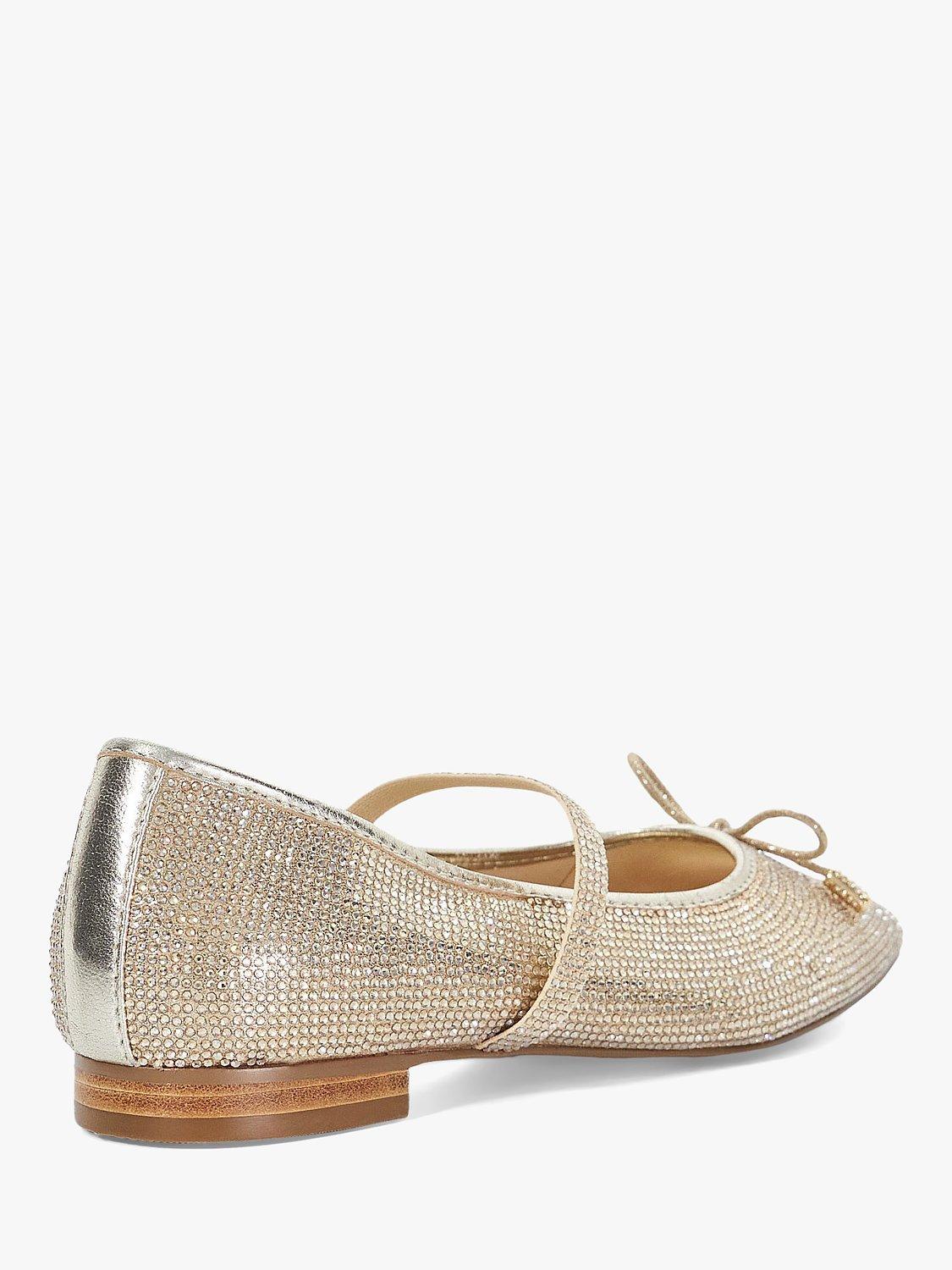 Product image 4 of 6, which shows Dune Holly Embellished Mary Jane Shoes, Gold, 3