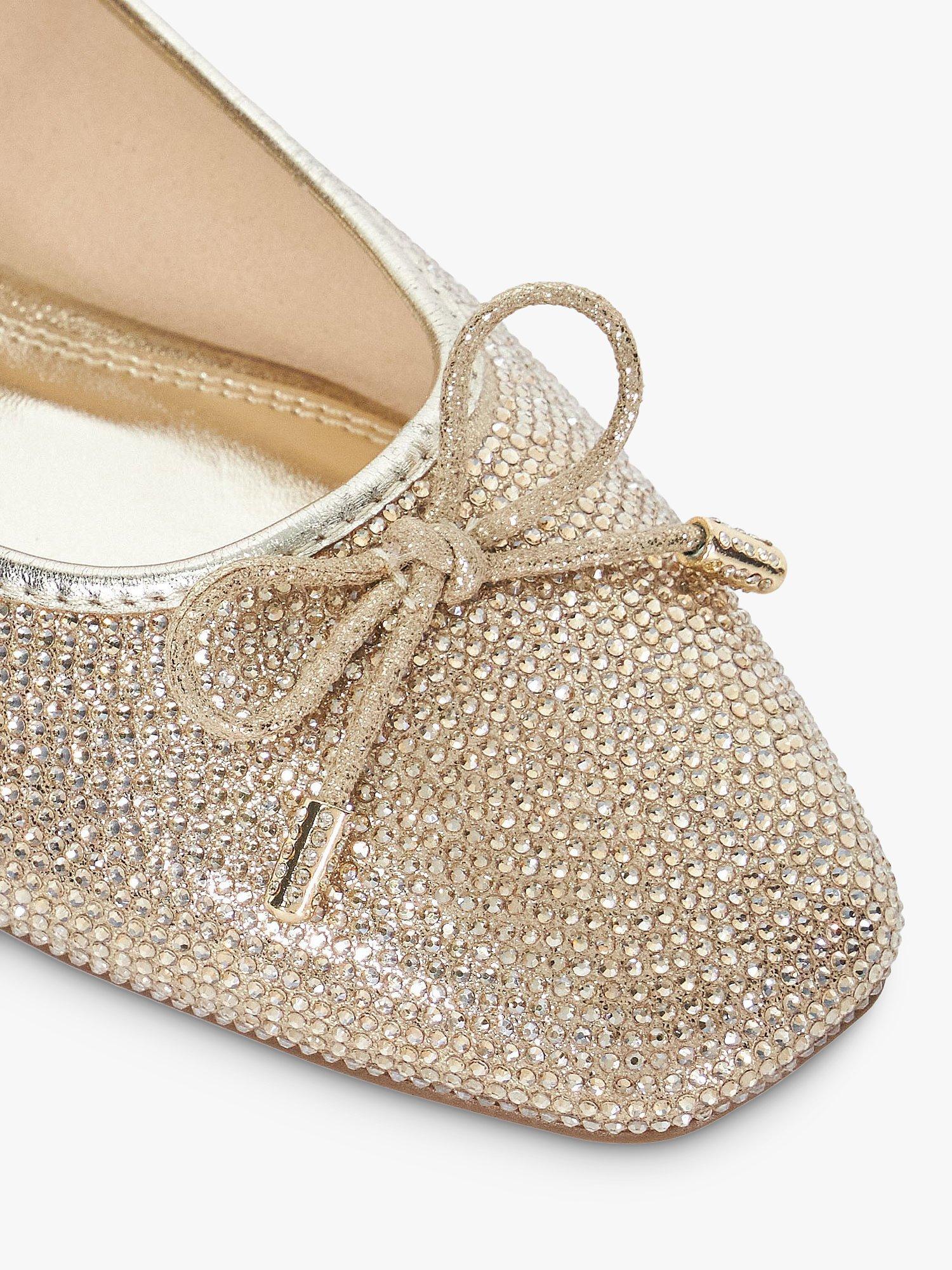 Product image 5 of 6, which shows Dune Holly Embellished Mary Jane Shoes, Gold, 3