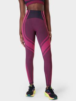 Sweaty Betty Silhouette Sculpt Seamless Workout Leggings, Navy Blue/Beet Pink