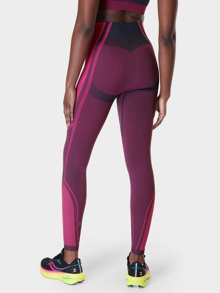 Sweaty Betty Silhouette Sculpt Seamless Workout Leggings - view 2, Navy Blue/Beet Pink