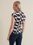 Phase Eight Maleah Abstract Wrap Top, Navy/White