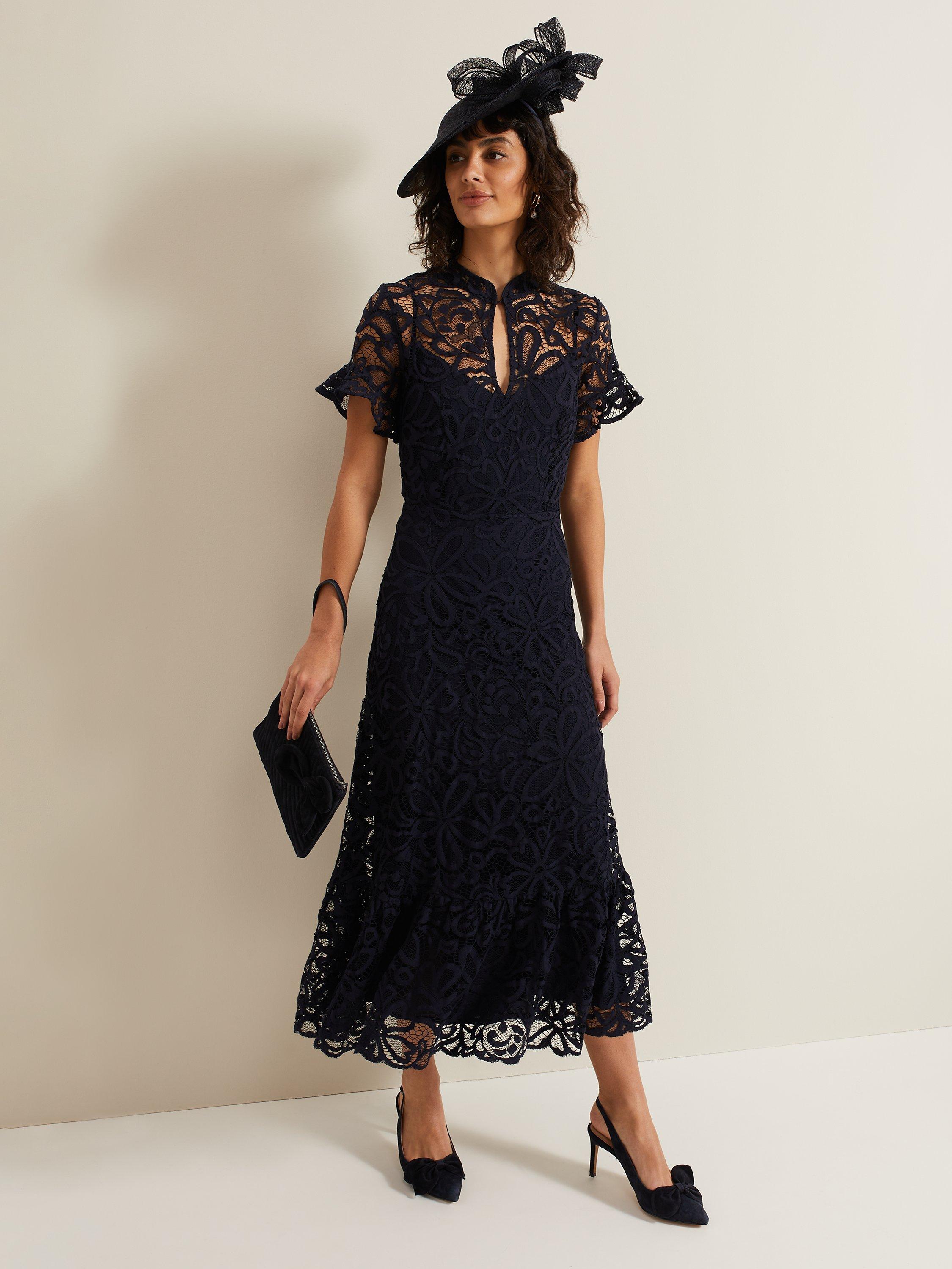 Phase Eight Lula Lace Dress Navy