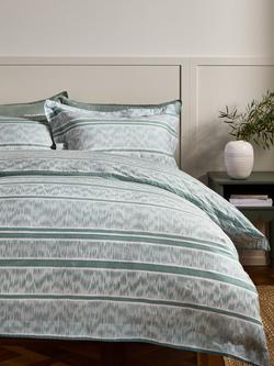 John Lewis X Collagerie Ikat Stripe Duvet Cover Set - view 2, Eau De Nil