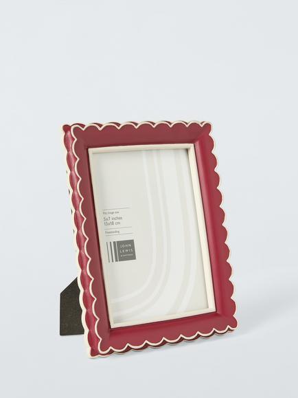 John Lewis Multi Scallop Hand Painted Photo Frame, Red