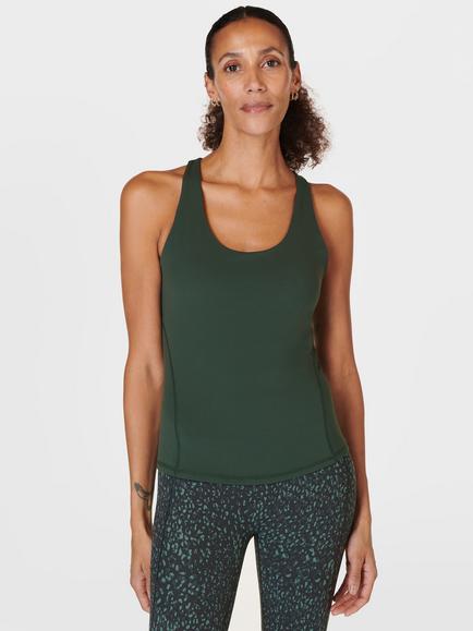 Sweaty Betty Super Soft Sleek Racerback Bra Tank, Trek Green