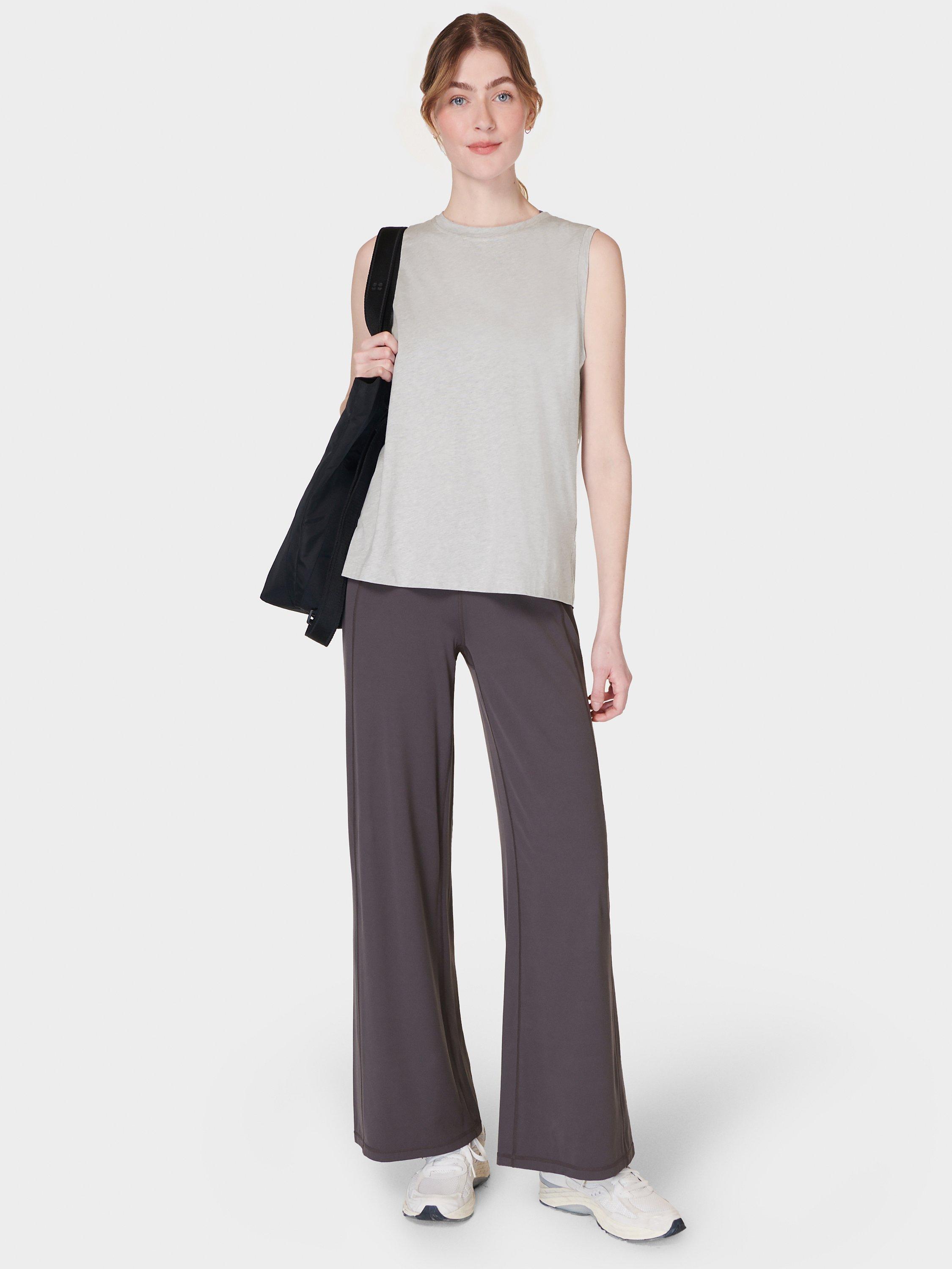 Product image 3 of 6, which shows Sweaty Betty Essential Organic Cotton Blend Tank Top, Light Grey Marl, XXS