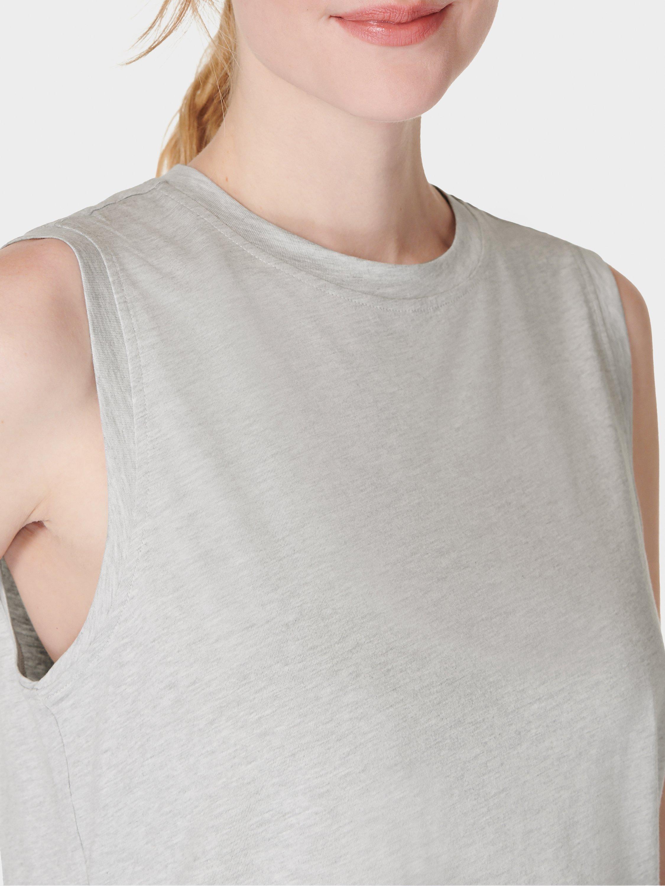 Product image 4 of 6, which shows Sweaty Betty Essential Organic Cotton Blend Tank Top, Light Grey Marl, XXS