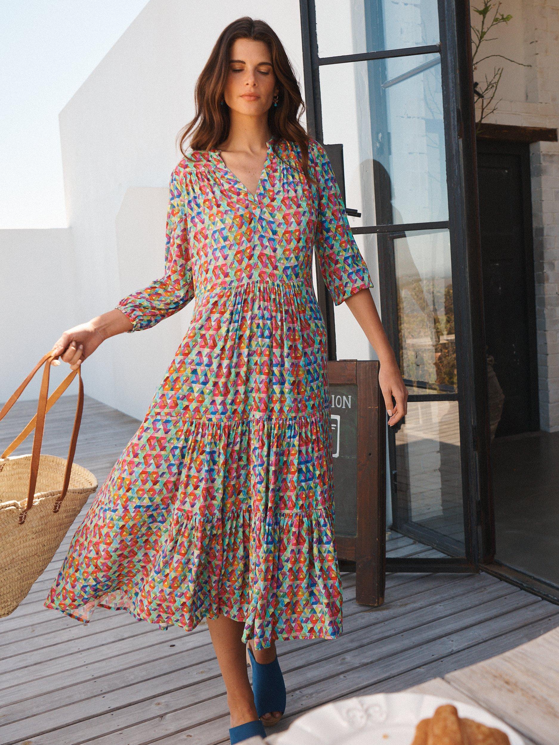 NRBY Diamond Print Midi Dress, Multi