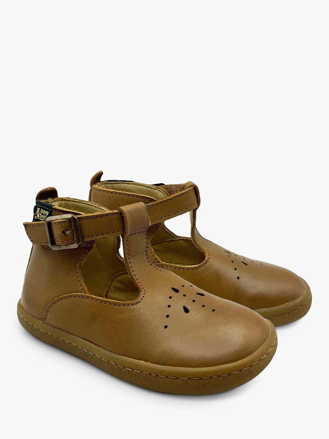 Product image 2 of 3, which shows Young Soles Kids' Leather Lark T-Bar Boots, Tan, 5.5 Jnr