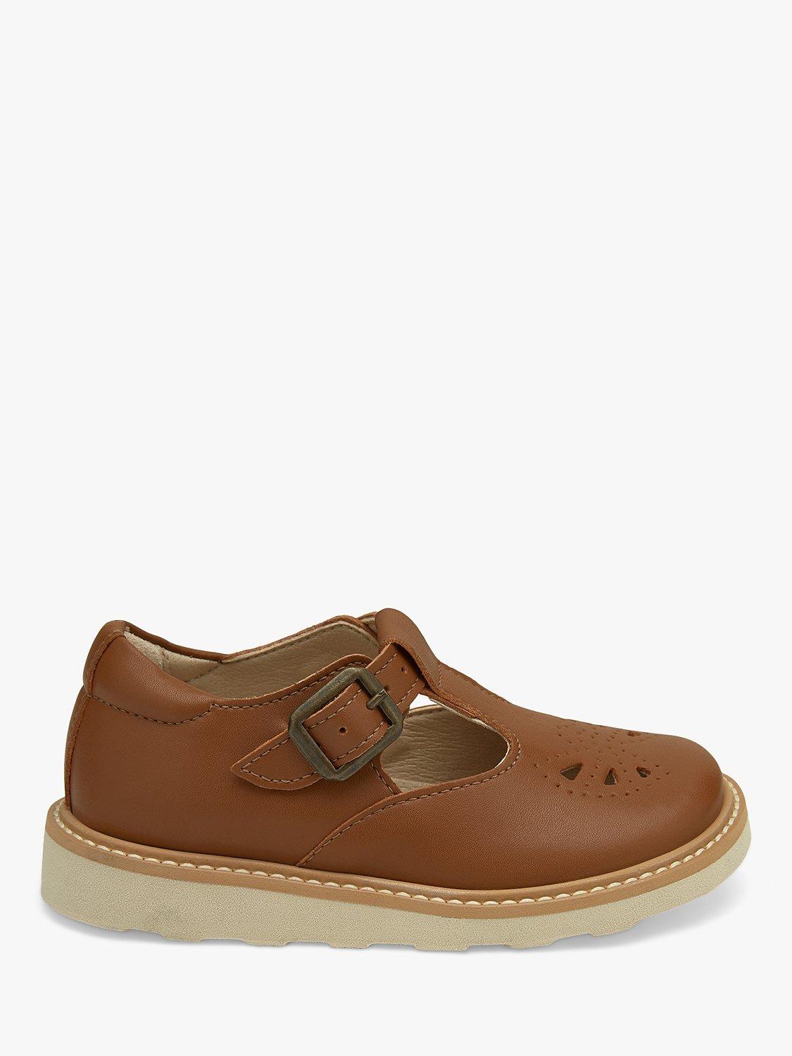 Product image 1 of 3, which shows Young Soles Kids' Rosie Vegan T-Bar Shoes, Chestnut Brown, 4 Jnr