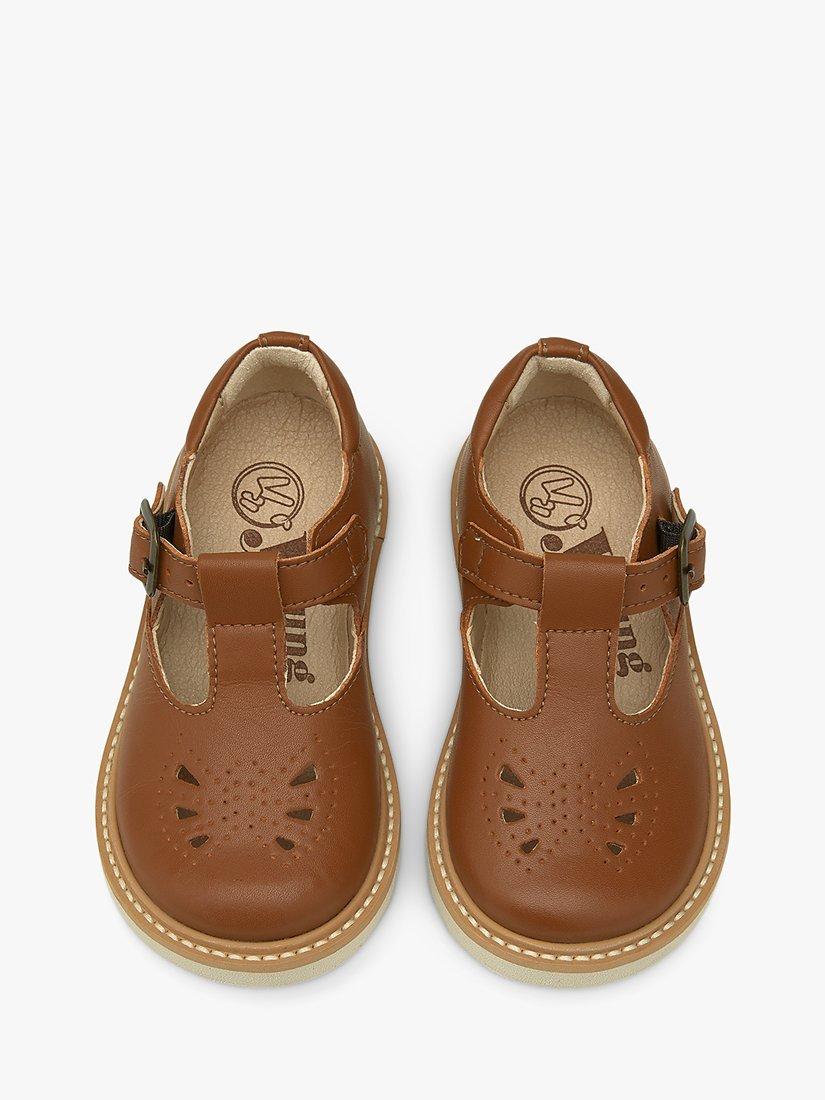 Product image 3 of 3, which shows Young Soles Kids' Rosie Vegan T-Bar Shoes, Chestnut Brown, 4 Jnr