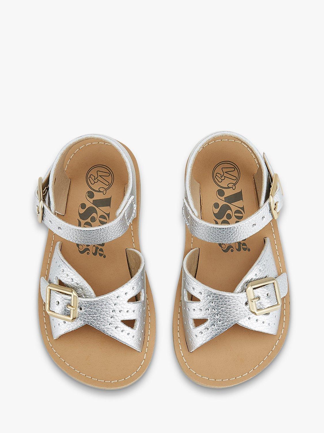 Product image 3 of 3, which shows Young Soles Kids' Pearl Vegan Two Part Sandals, Silver, 4 Jnr