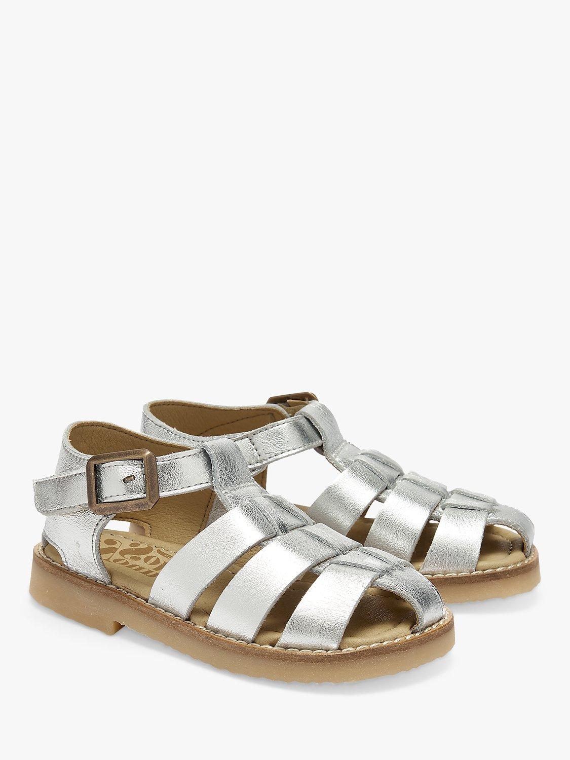 Product image 2 of 3, which shows Young Soles Kids' Leather Noah Fisherman Sandals, Silver, 1