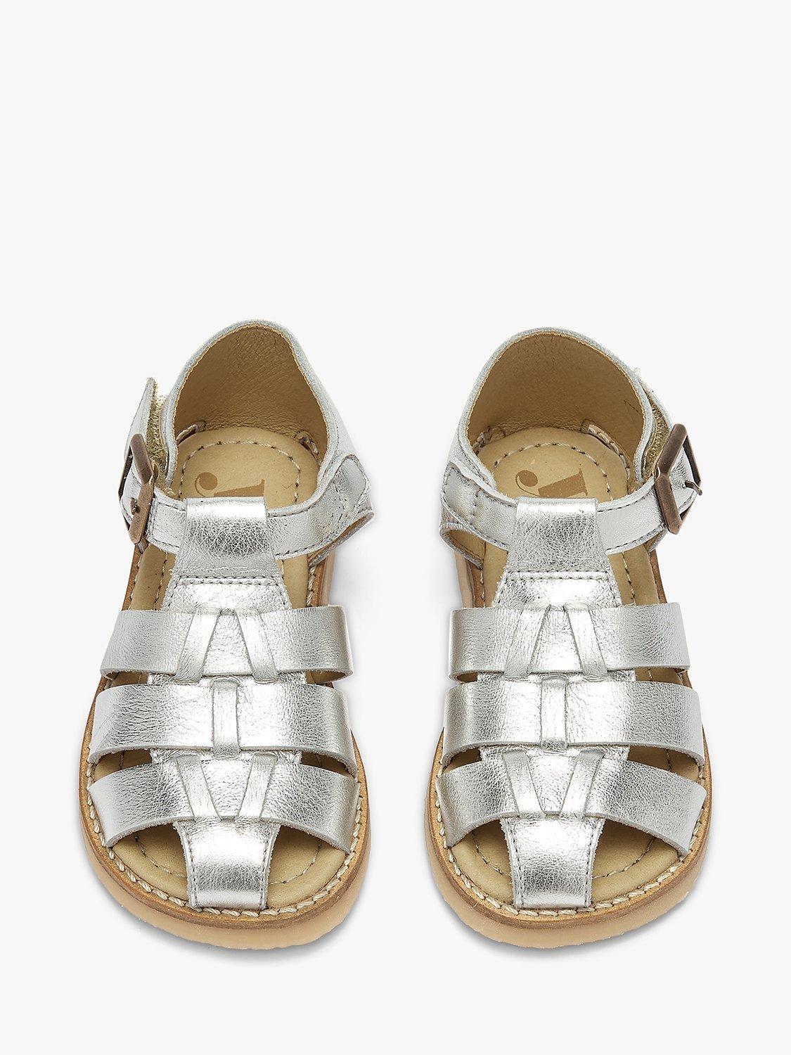 Product image 3 of 3, which shows Young Soles Kids' Leather Noah Fisherman Sandals, Silver, 1