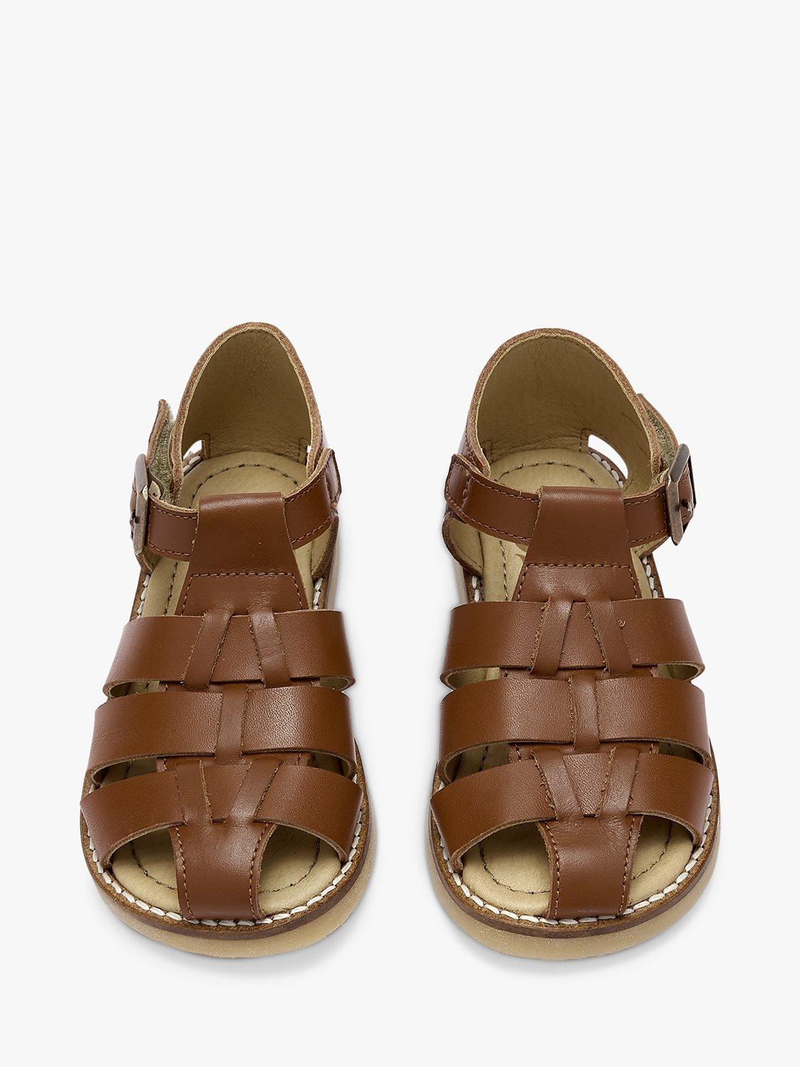 Product image 3 of 3, which shows Young Soles Kids' Leather Noah Fisherman Sandals, Chestnut Brown, 4 Jnr